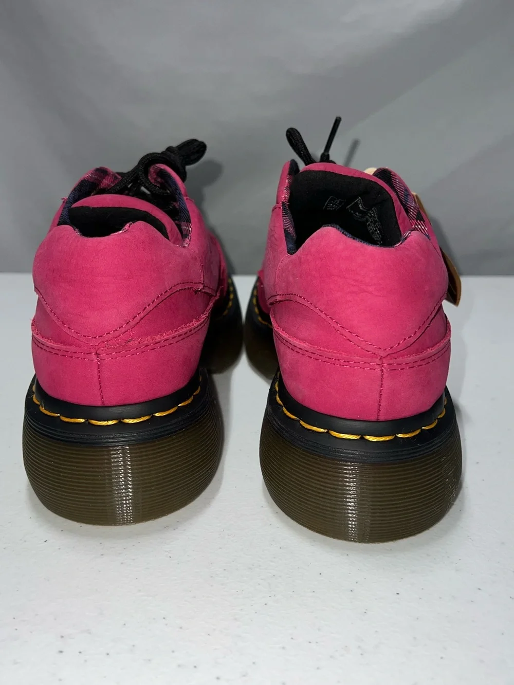 Dr. Martens Pink Plaid‎ Lined Platform Shoe